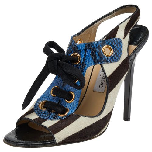 Calf Hair And Python Leather Lace Up Sandals Size 40 - Jimmy Choo - Modalova