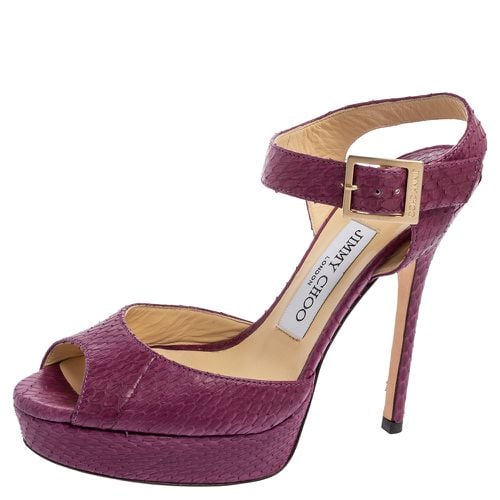 Python Leather Peep-Toe Platform Ankle-Strap Sandals Size 36 - Jimmy Choo - Modalova