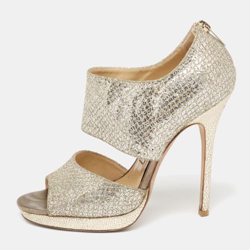 Gold Coarse Glitter Private Platform Sandals Size 37 - Jimmy Choo - Modalova