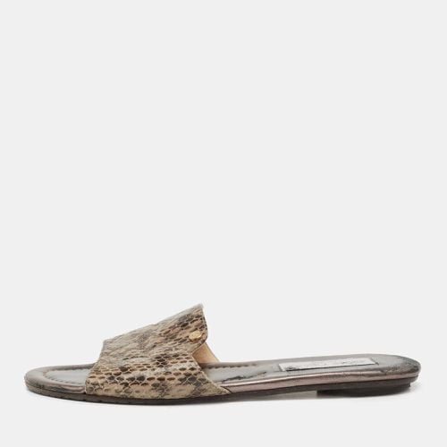 Snakeskin Leather Nanda Flat Slide Sandals Size 37 - Jimmy Choo - Modalova