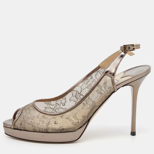 Metallic Lace Dahlia Peep Toe Pumps Size 37 - Jimmy Choo - Modalova