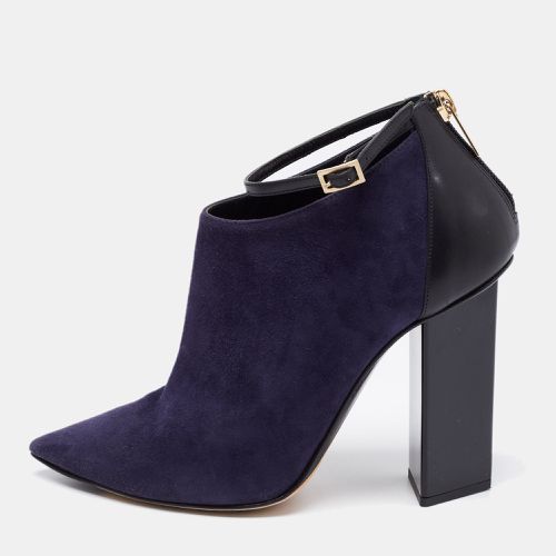 Midnight /Black Suede and Leather Vanish Ankle-Strap Booties Size 36 - Jimmy Choo - Modalova