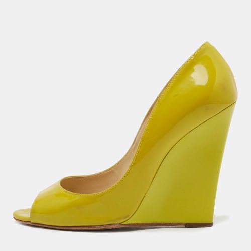 Yellow Patent Leather Bello Peep Toe Wedge Pumps Size 38 - Jimmy Choo - Modalova