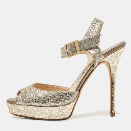 Gold Glitter Ankle Strap Platform Sandals Size 38.5 - Jimmy Choo - Modalova