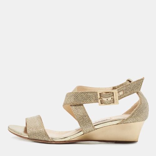 Glitter Crisscross Wedge Sandals Size 34 - Jimmy Choo - Modalova