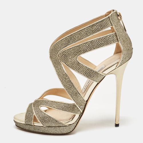 Gold Glitter and Leather Sandals Size 36 - Jimmy Choo - Modalova