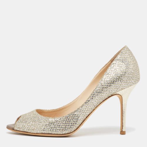 Gold Glitter Evelyn Peep Toe Pumps Size 38.5 - Jimmy Choo - Modalova