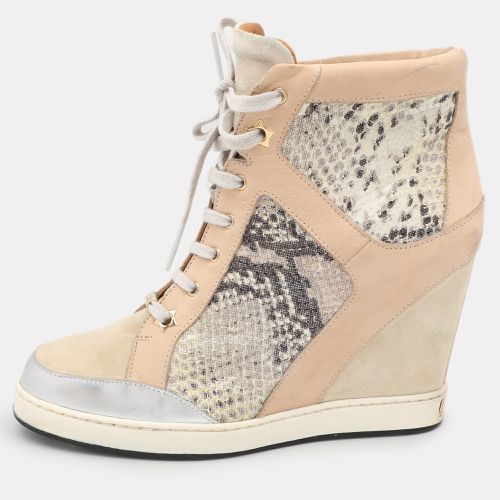 Suede and Python Embossed Leather Panama Wedge Sneakers Size 39 - Jimmy Choo - Modalova