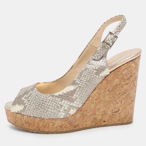 Python Embossed Leather Cork Wedge Sandals Size 37 - Jimmy Choo - Modalova