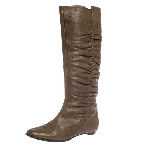 Leather Pleat Detail Knee High Boots Size 38.5 - Jimmy Choo - Modalova