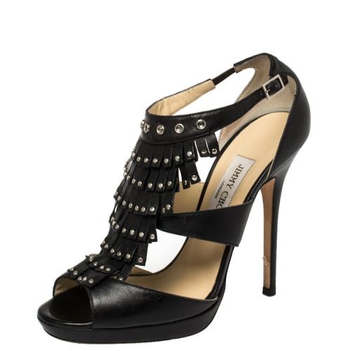 Leather Studded Fringe Platform Sandals Size 39 - Jimmy Choo - Modalova