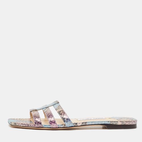 Snakeskin Embossed Leather Flat Slides Size 40 - Jimmy Choo - Modalova