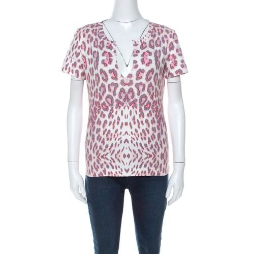 Leopard Print Slit Neck T-Shirt S - Just Cavalli - Modalova