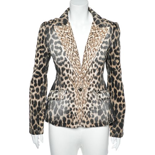 Animal Printed Denim Button Front Blazer S - Just Cavalli - Modalova