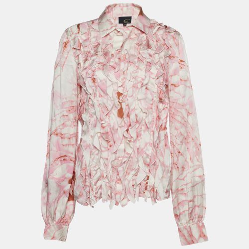 Printed Satin Silk Ruffle Shirt L - Just Cavalli - Modalova