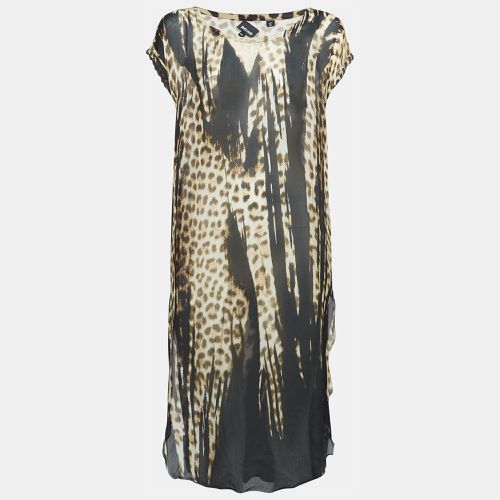 Leopard Print Silk Sheer Midi Dress S - Just Cavalli - Modalova