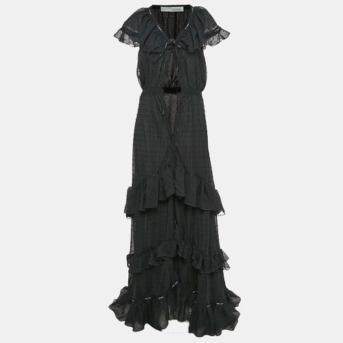 Swiss Dot Crepe Ruffled Wrap Maxi Dress M - Off-White - Modalova