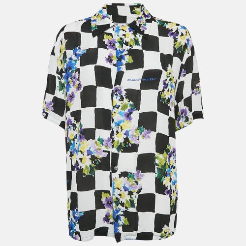 Check Floral Print Crepe Shirt S - Off-White - Modalova