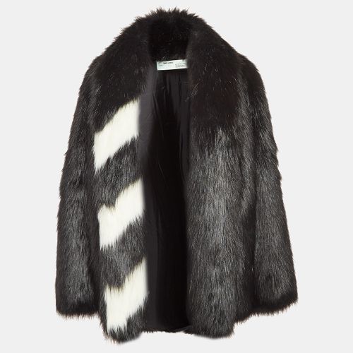 Faux Fur Front Open Overcoat M - Off-White - Modalova