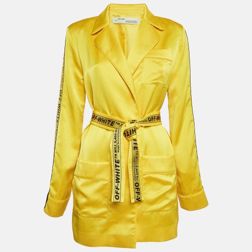 Satin Belted Open Front Jacket M - Off-White - Modalova