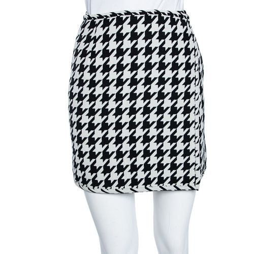 Monochrome Houndstooth Print Wool Mini Wrap Skirt S - Off-White - Modalova