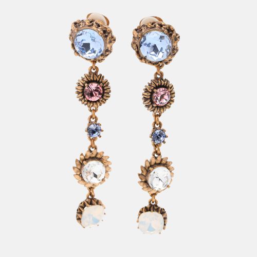 Gold Tone Crystal Drop Earrings - Oscar de la Renta - Modalova