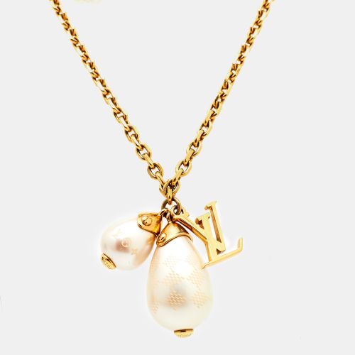 Damier Perle Faux Pearl Tone Pendant Necklace - Louis Vuitton - Modalova