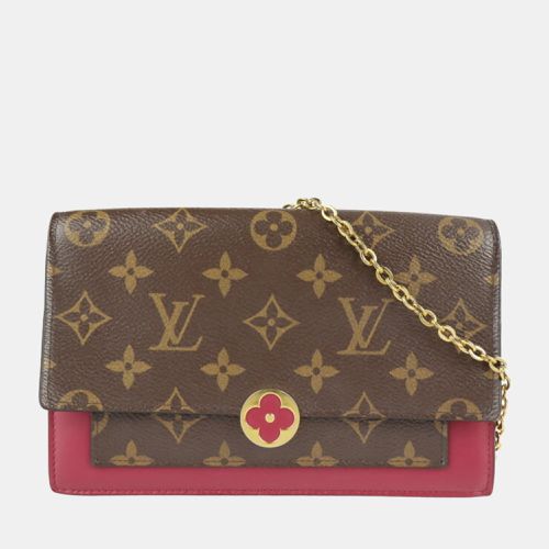 Red/ Monogram Canvas and Leather Flore Wallet on Chain - Louis Vuitton - Modalova