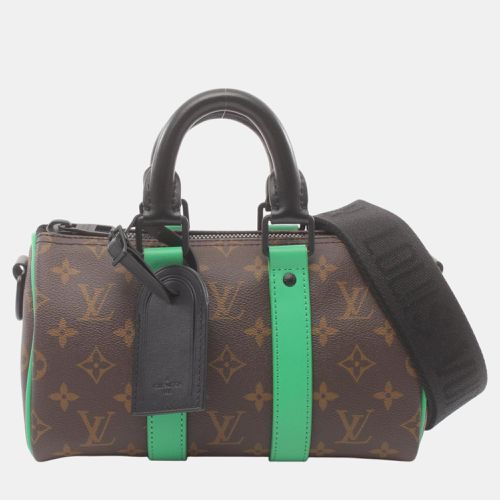 Coated Canvas Leather Monogram Macassar Black Green Keepall Bandouliere 25 Handbag - Louis Vuitton - Modalova