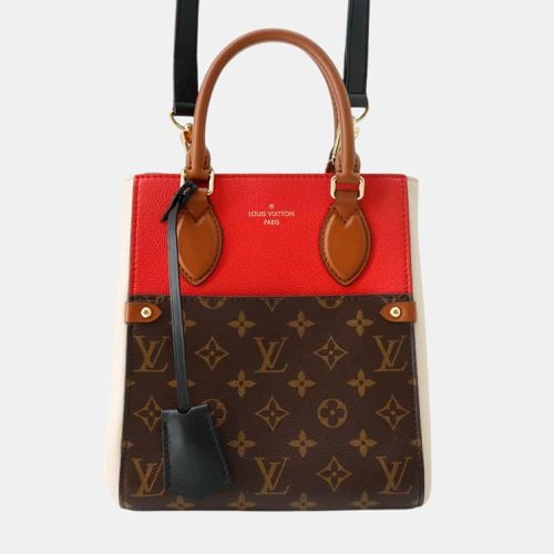 Cerise/Creme/Noir Monogram Calf Leather Fold tote bag PM - Louis Vuitton - Modalova