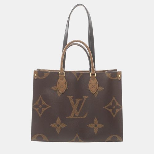 Coated Canvas Leather Beige On The Go Mm Monogram Giant Reverse Tote Bag - Louis Vuitton - Modalova