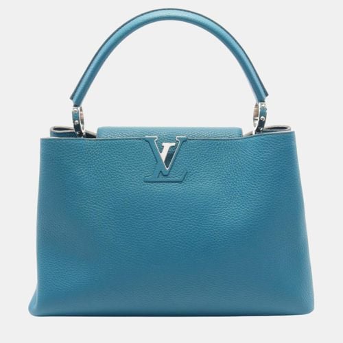 Leather Capucines Mm Parnassus Blue Canard Handbag - Louis Vuitton - Modalova