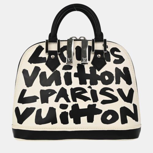 White Leather Graffiti Alma MM Satchel Bag - Louis Vuitton - Modalova