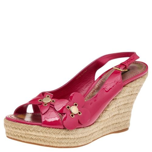 Patent Leather Embellished Wedge Platform Slingback Sandals Size 39.5 - Louis Vuitton - Modalova