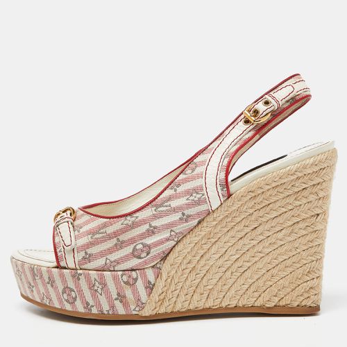 White/Red Canvas Wedge Sandals Size 40 - Louis Vuitton - Modalova