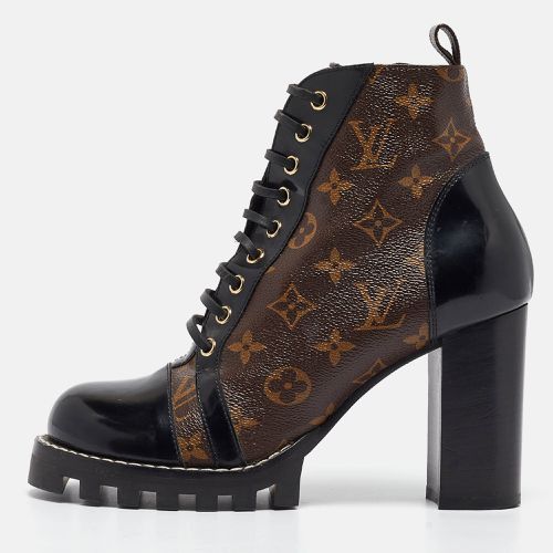 Brown/Black Leather and Monogram Coated Canvas Star Trail Block Heel Ankle Boots Size 40 - Louis Vuitton - Modalova