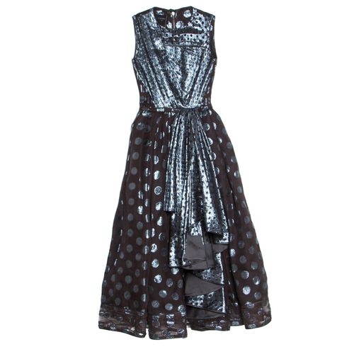 And Metallic Blue Polka Dot Pattern Silk Pleat Detail Dress M - Loewe - Modalova