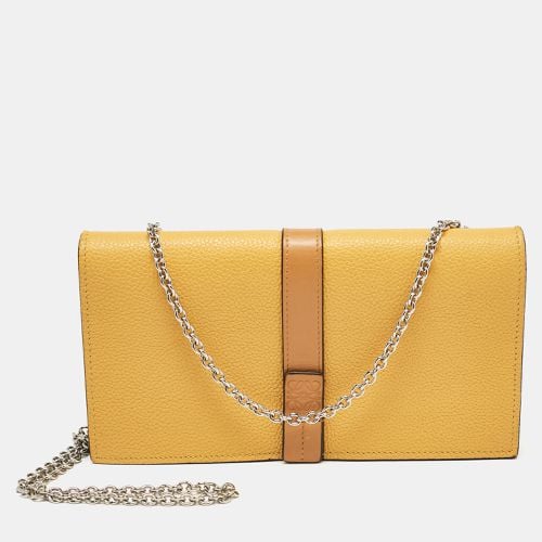 Mustard/Brown Leather Flap Wallet on Chain - Loewe - Modalova