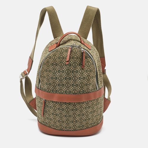 Khaki /Brown Anagram Jacquard and Leather Backpack - Loewe - Modalova