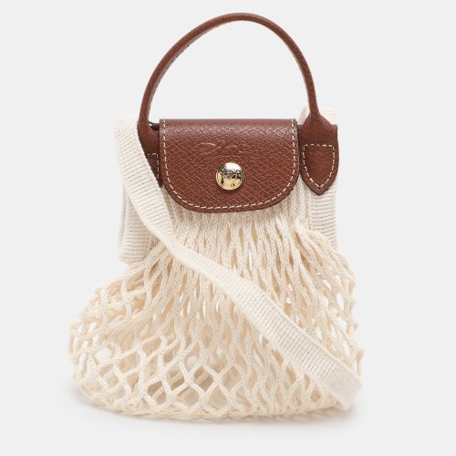 Brown Crochet and Leather Le Pliage Filet Crossbody - Longchamp - Modalova