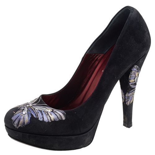 Suede Butterfly Print Platform Pumps Size 38.5 - Loriblu - Modalova