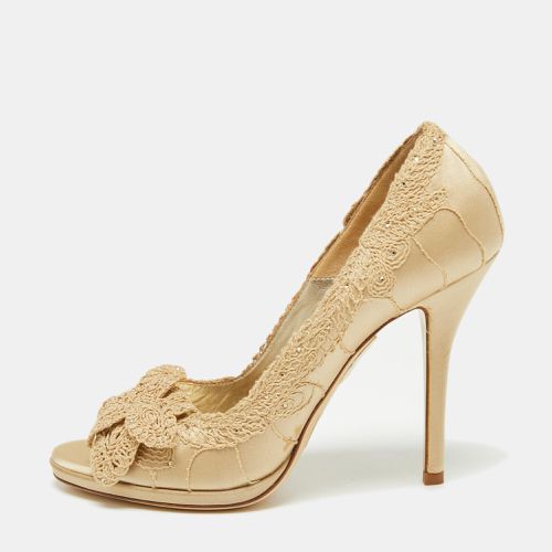 Satin And Lace Embroidered Peep Toe Pumps Size 36 - Loriblu - Modalova