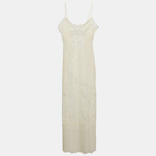 Off Lace Trim Silk Sheer Maxi Slip Dress L - La Perla - Modalova