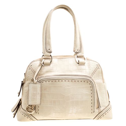 Light Croc Embossed Leather Mademoiselle Adjani Dome Satchel - Lancel - Modalova