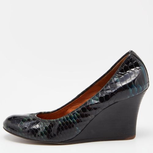 Python Embossed Leather Wedge Pumps Size 37 - Lanvin - Modalova