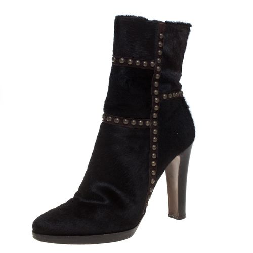 Calf Hair Studded Studded Ankle Boots Size 37 - Le Silla - Modalova