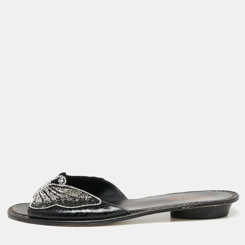 Snakeskin Embossed and Leather Butterfly Embellished Slide Sandals Size 37 - Le Silla - Modalova