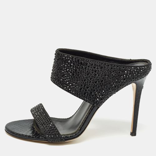 Suede and Snakeskin Embossed Crystals Embellished Sandals Size 38 - Le Silla - Modalova