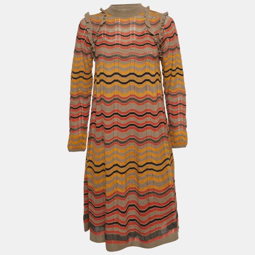 Patterned Knit Ruffle Detail Midi Dress L - M Missoni - Modalova