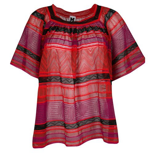 Striped Perforated Textured Knit Top M - M Missoni - Modalova